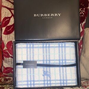 Burberry London Light Blue & White Plaid Towel in Gift Box limited edition